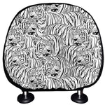 Black And White Tiger Pattern Print Car Headrest Covers