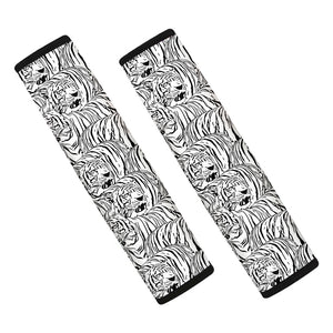 Black And White Tiger Pattern Print Car Seat Belt Covers