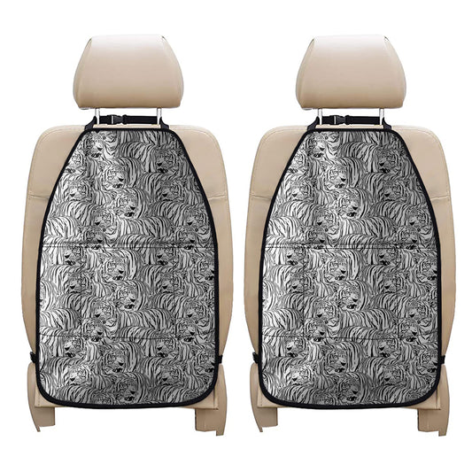 Black And White Tiger Pattern Print Car Seat Organizers
