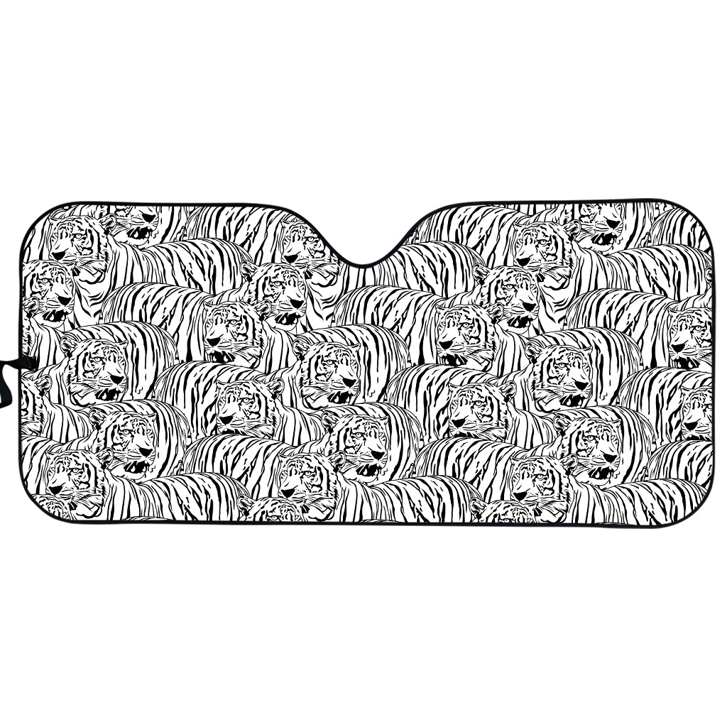 Black And White Tiger Pattern Print Car Sun Shade