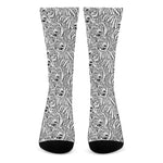 Black And White Tiger Pattern Print Crew Socks