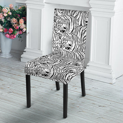 Black And White Tiger Pattern Print Dining Chair Slipcover