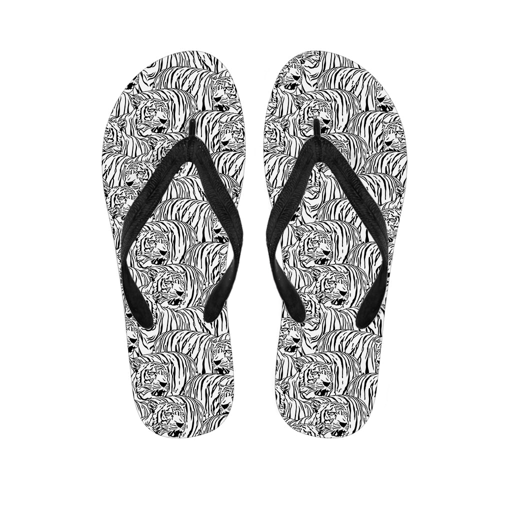 Black And White Tiger Pattern Print Flip Flops