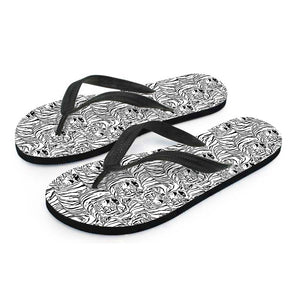 Black And White Tiger Pattern Print Flip Flops