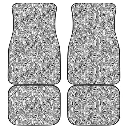 Black And White Tiger Pattern Print Front and Back Car Floor Mats