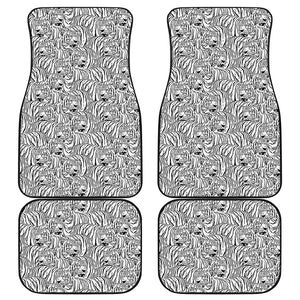 Black And White Tiger Pattern Print Front and Back Car Floor Mats