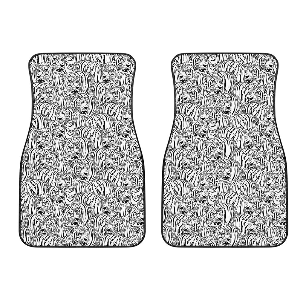 Black And White Tiger Pattern Print Front Car Floor Mats