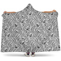 Black And White Tiger Pattern Print Hooded Blanket
