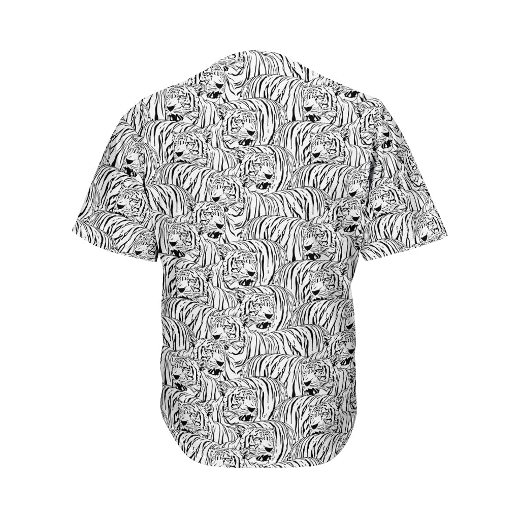 Black And White Tiger Pattern Print Men's Baseball Jersey