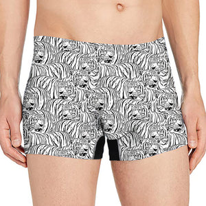 Black And White Tiger Pattern Print Men's Boxer Briefs