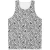 Black And White Tiger Pattern Print Men's Tank Top