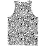 Black And White Tiger Pattern Print Men's Tank Top