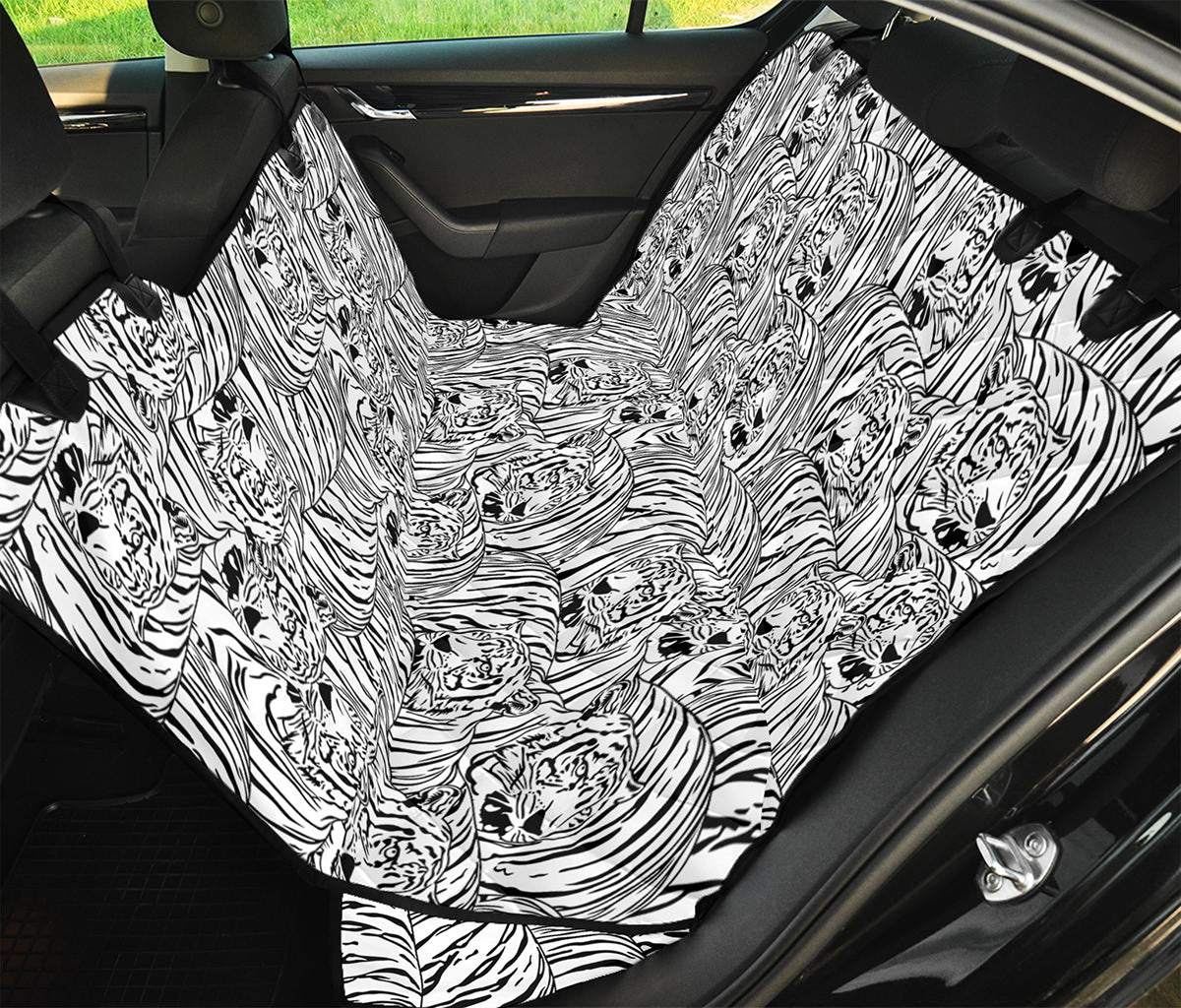 Black And White Tiger Pattern Print Pet Car Back Seat Cover