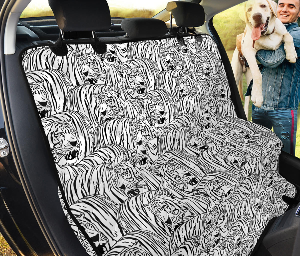 Black And White Tiger Pattern Print Pet Car Back Seat Cover