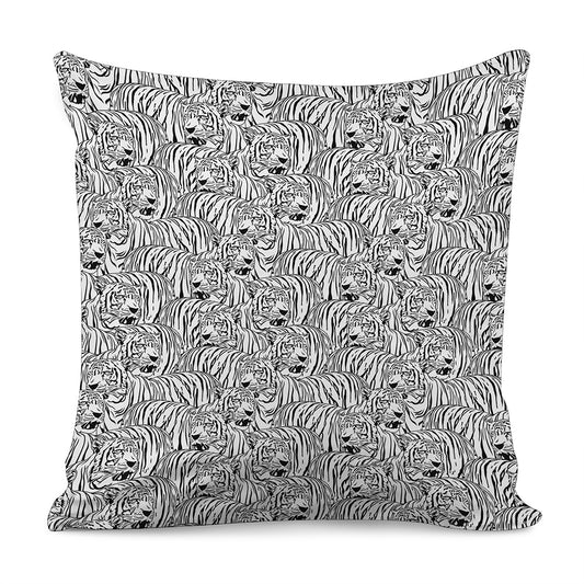 Black And White Tiger Pattern Print Pillow Cover