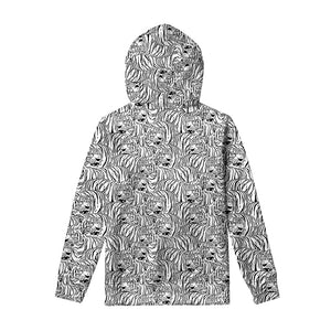 Black And White Tiger Pattern Print Pullover Hoodie