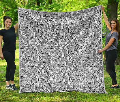 Black And White Tiger Pattern Print Quilt