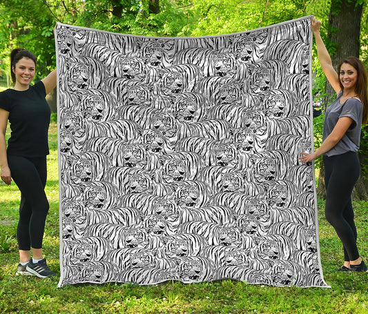 Black And White Tiger Pattern Print Quilt