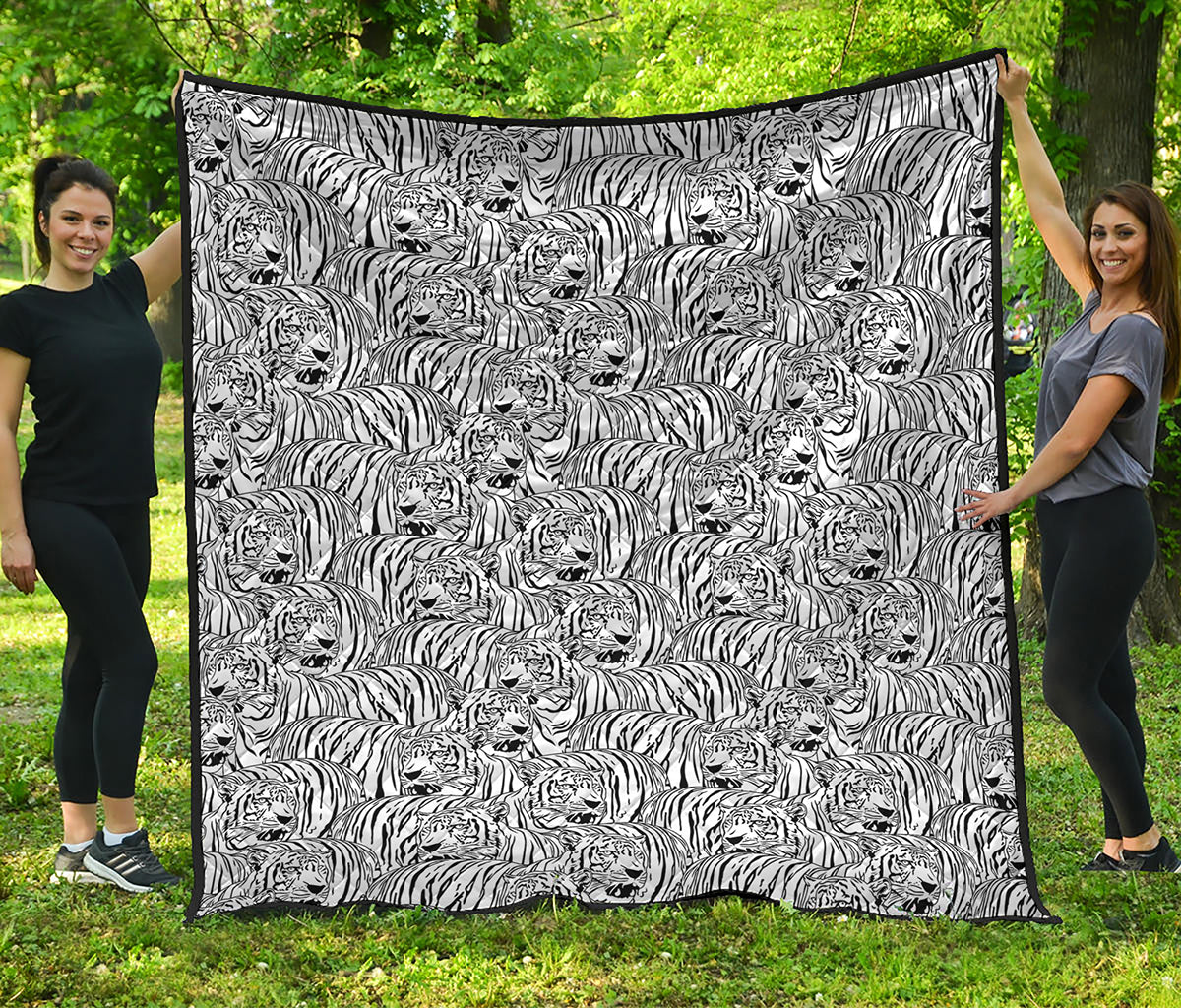 Black And White Tiger Pattern Print Quilt