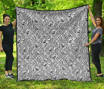 Black And White Tiger Pattern Print Quilt
