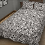 Black And White Tiger Pattern Print Quilt Bed Set
