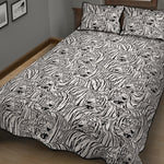 Black And White Tiger Pattern Print Quilt Bed Set