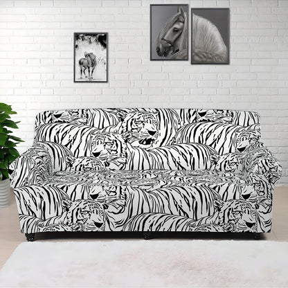 Black And White Tiger Pattern Print Sofa Cover