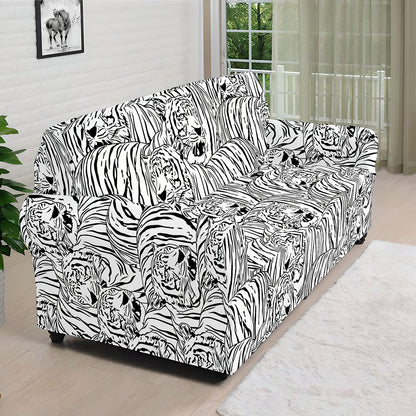 Black And White Tiger Pattern Print Sofa Cover