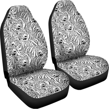 Black And White Tiger Pattern Print Universal Fit Car Seat Covers
