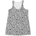 Black And White Tiger Pattern Print Women's Racerback Tank Top