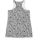 Black And White Tiger Pattern Print Women's Racerback Tank Top