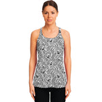 Black And White Tiger Pattern Print Women's Racerback Tank Top