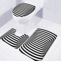 Black And White Torus Illusion Print 3 Piece Bath Mat Set
