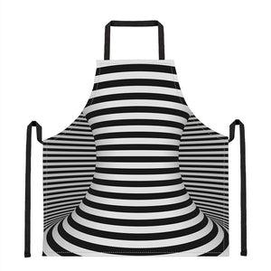 Black And White Torus Illusion Print Apron