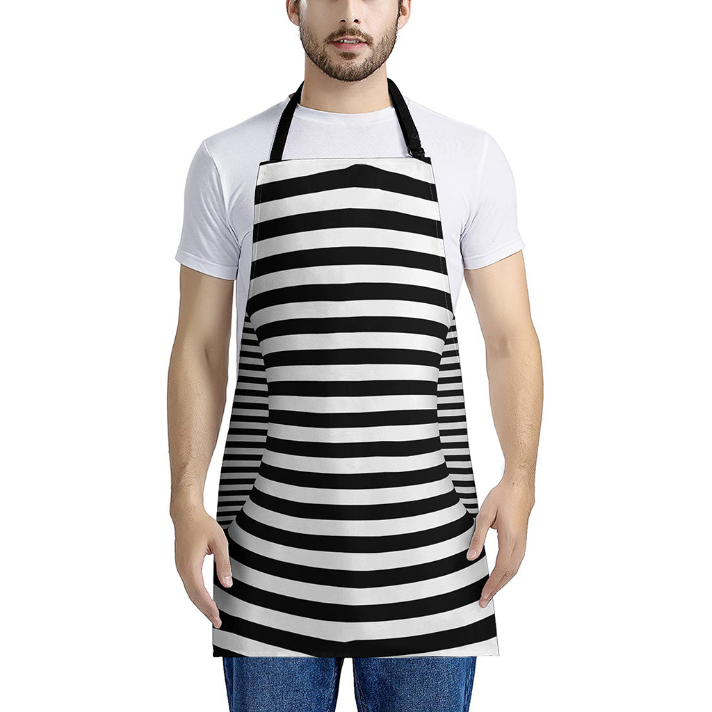 Black And White Torus Illusion Print Apron