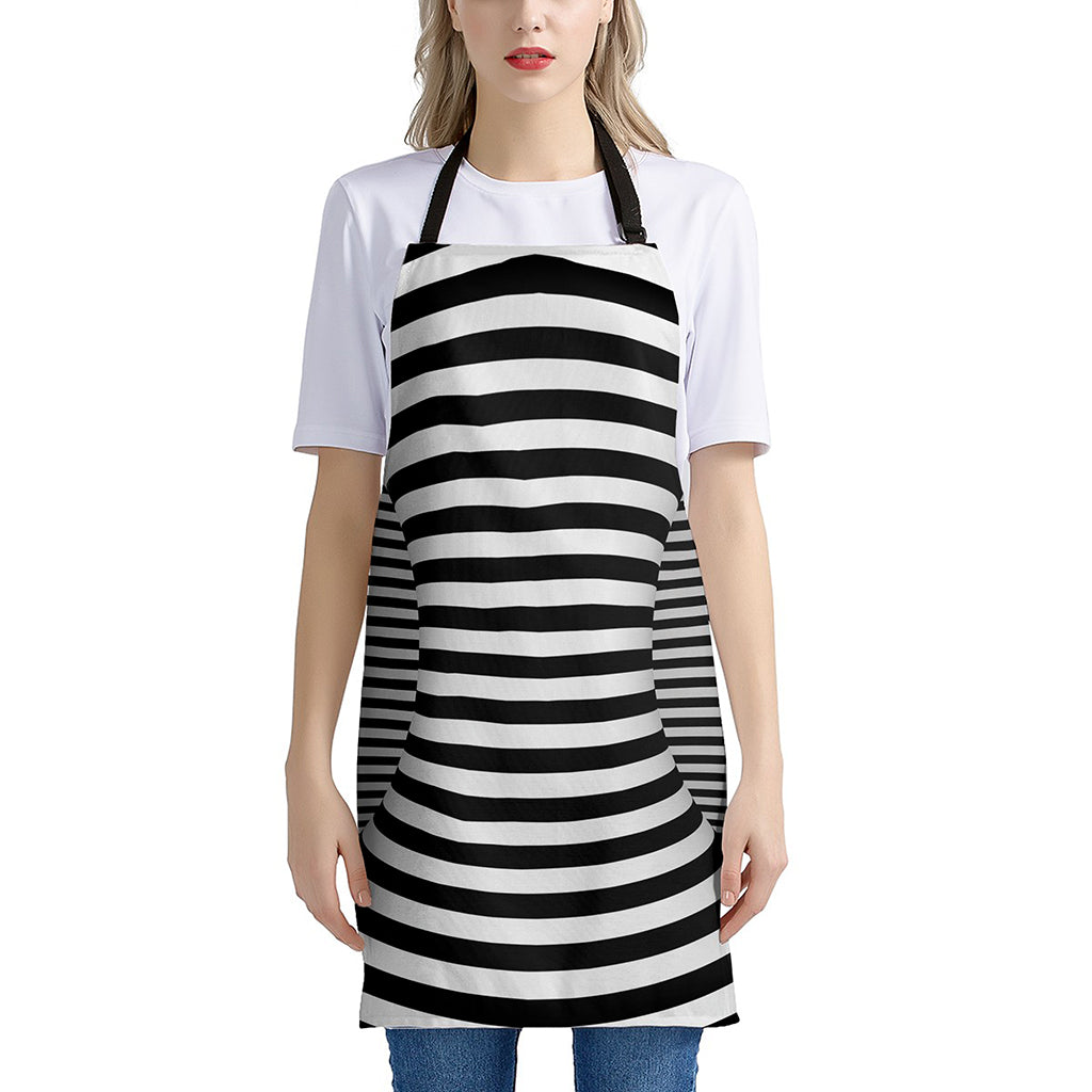 Black And White Torus Illusion Print Apron