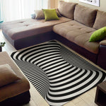 Black And White Torus Illusion Print Area Rug