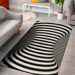 Black And White Torus Illusion Print Area Rug