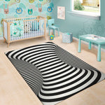 Black And White Torus Illusion Print Area Rug