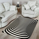 Black And White Torus Illusion Print Area Rug