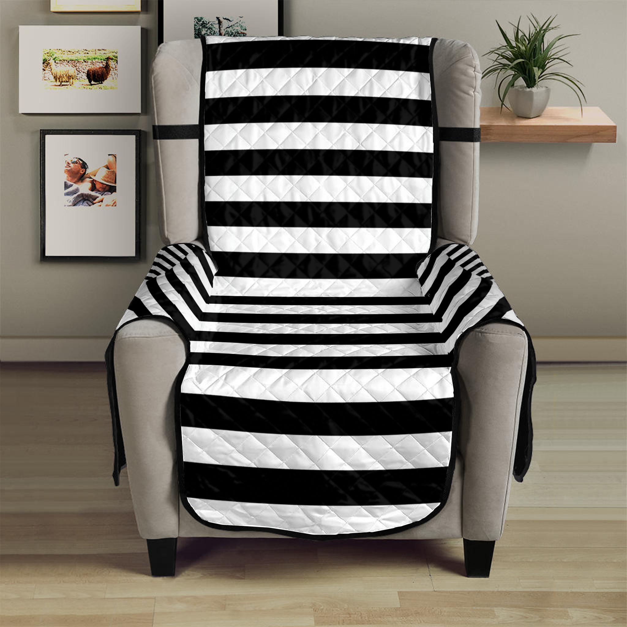 Black And White Torus Illusion Print Armchair Protector