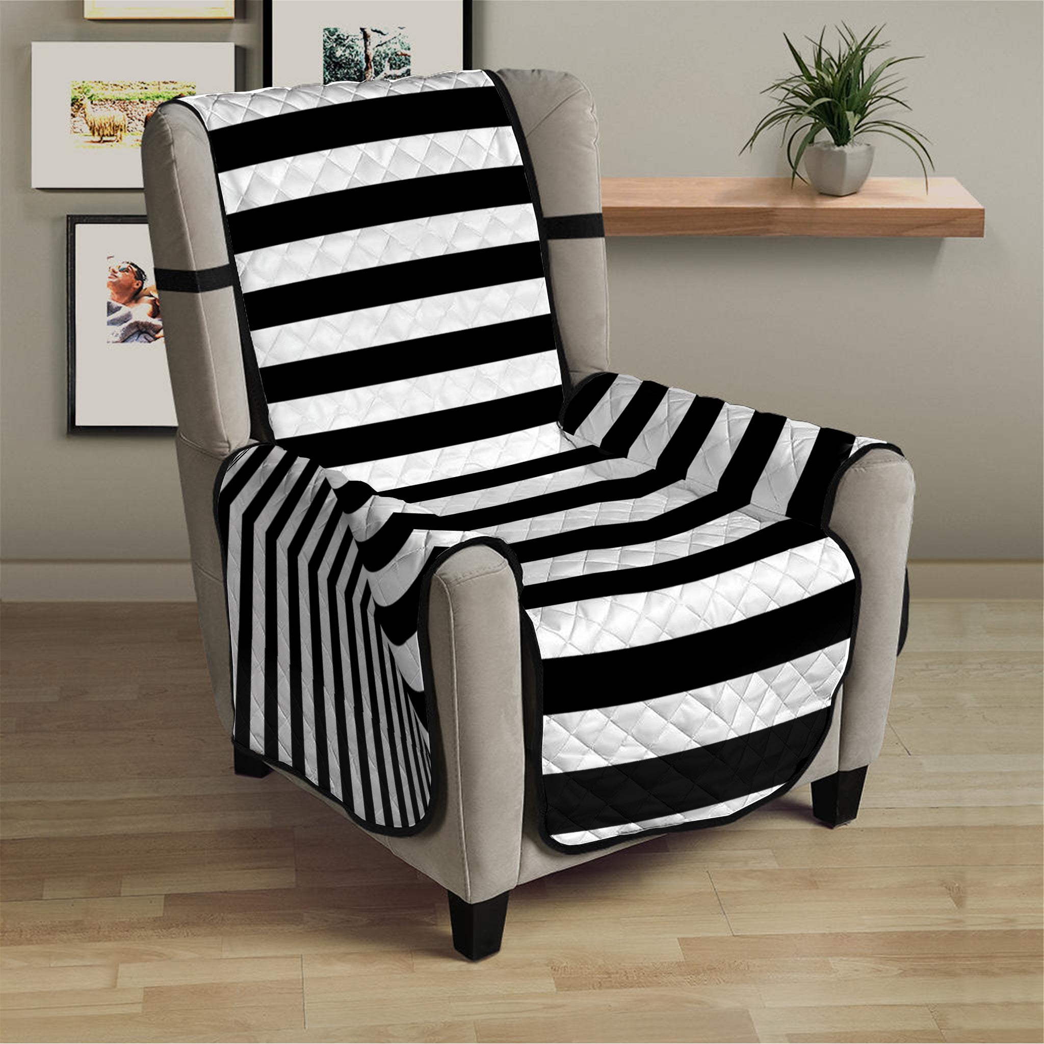 Black And White Torus Illusion Print Armchair Protector