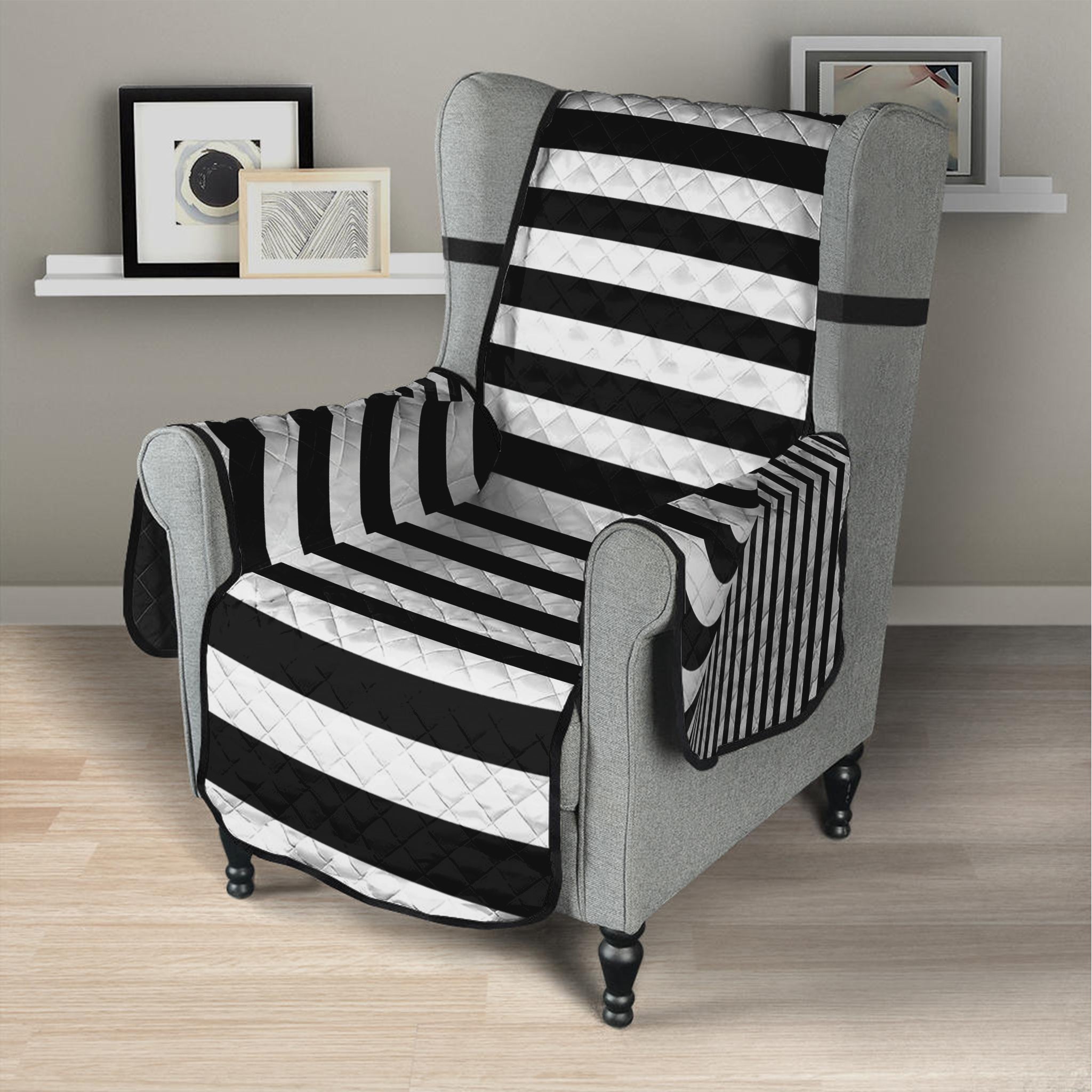 Black And White Torus Illusion Print Armchair Protector