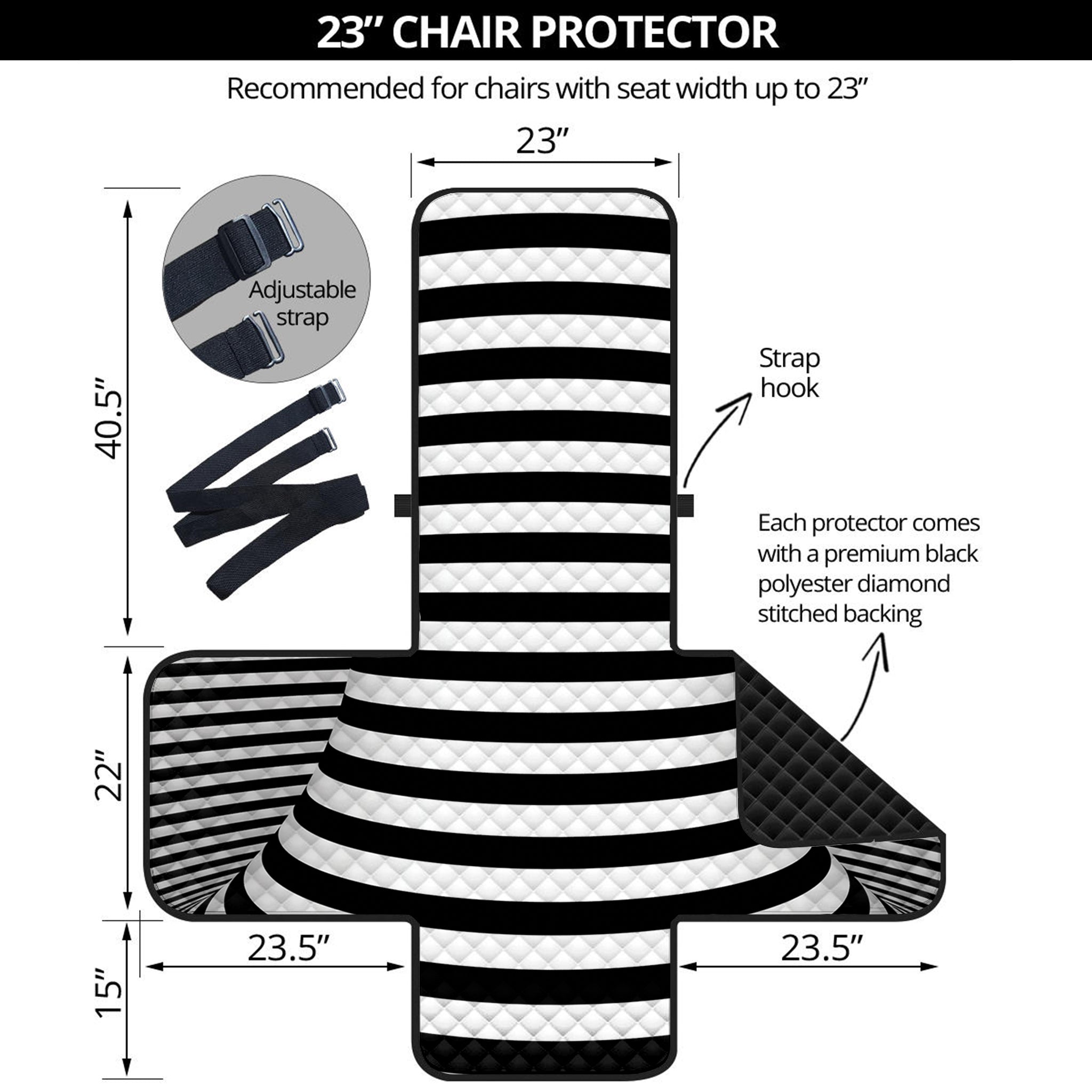 Black And White Torus Illusion Print Armchair Protector