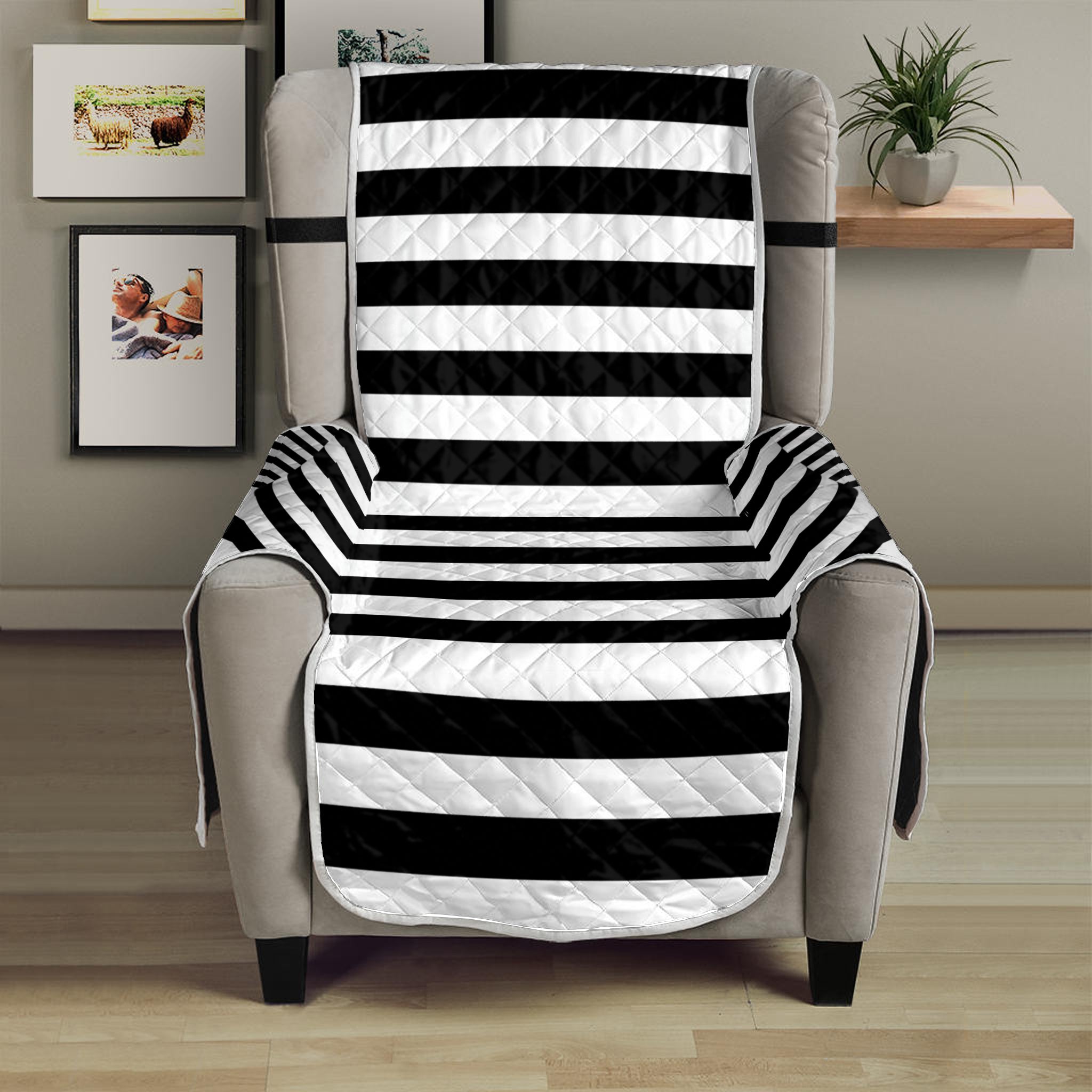 Black And White Torus Illusion Print Armchair Protector