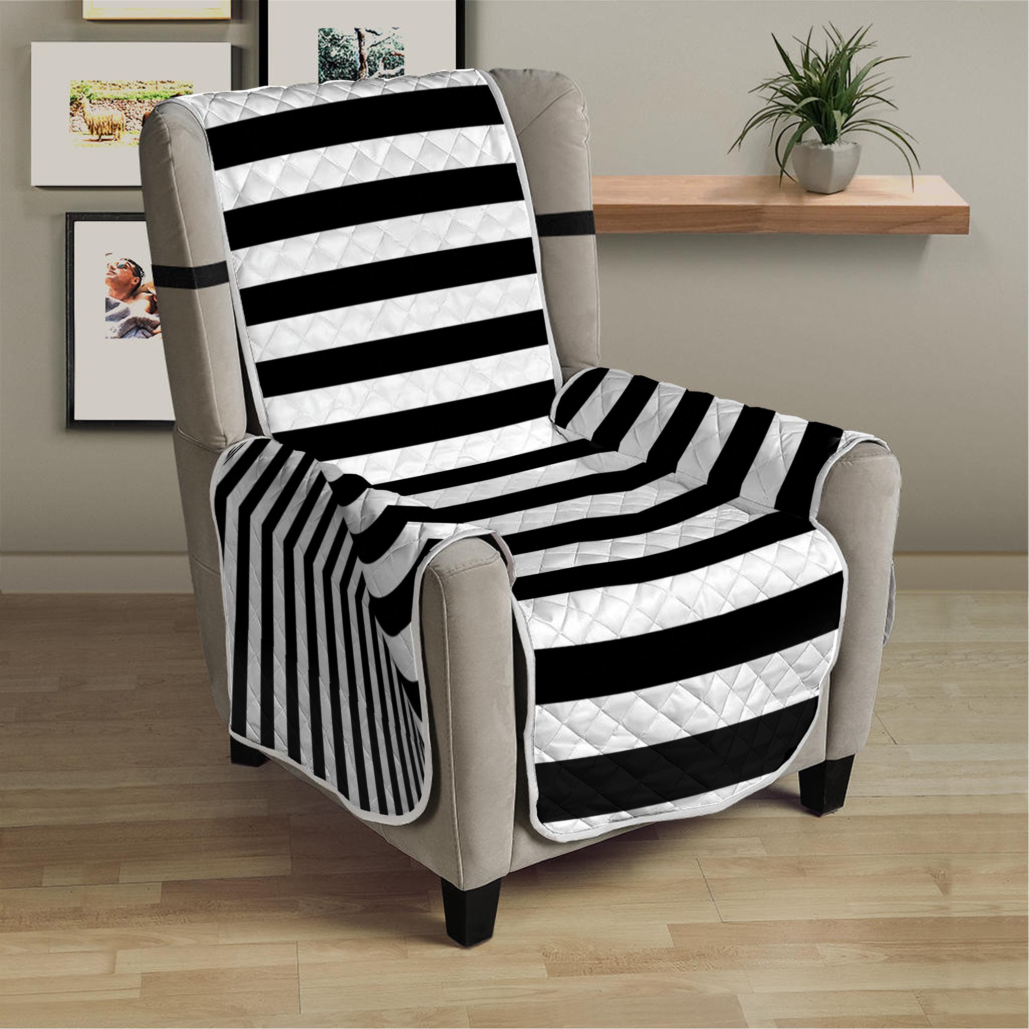 Black And White Torus Illusion Print Armchair Protector