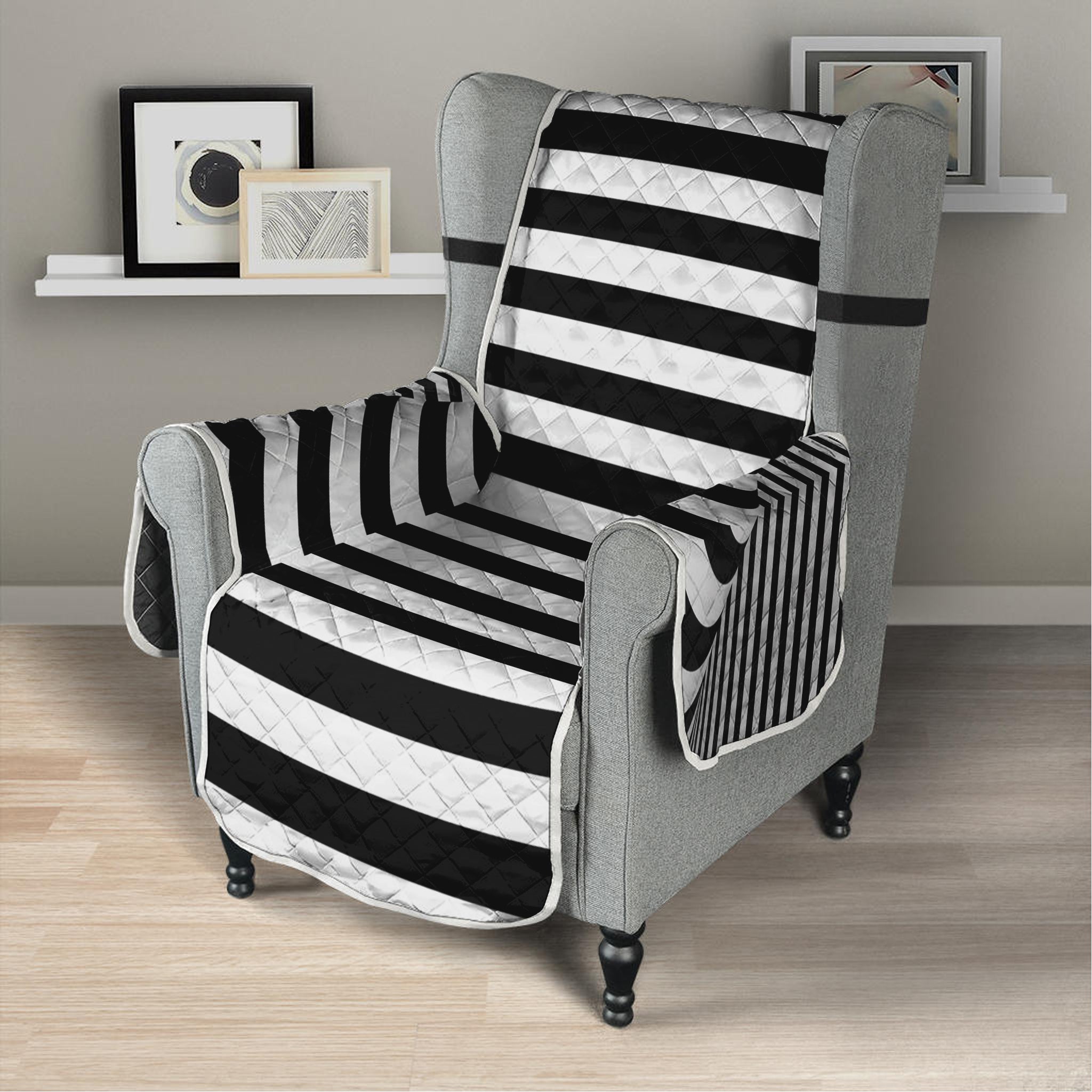 Black And White Torus Illusion Print Armchair Protector