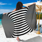 Black And White Torus Illusion Print Beach Sarong Wrap