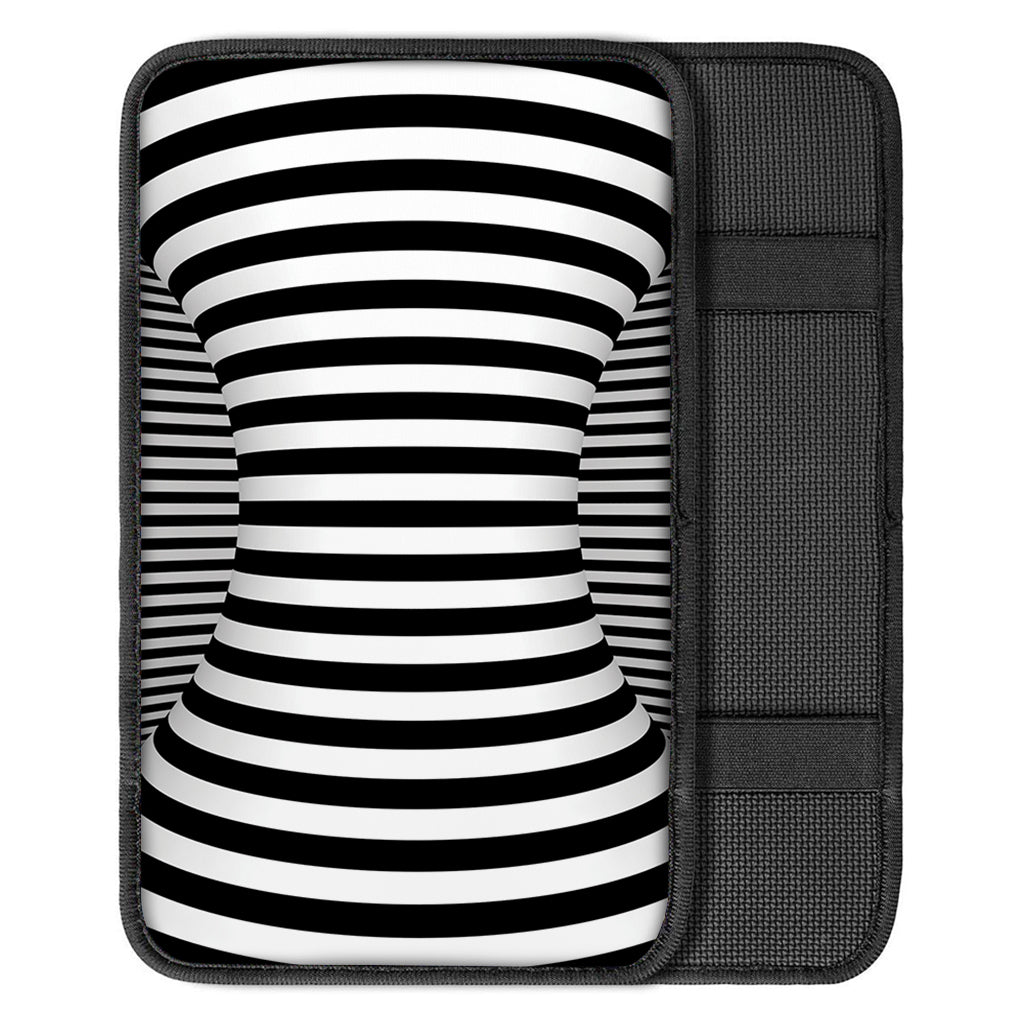 Black And White Torus Illusion Print Car Center Console Cover