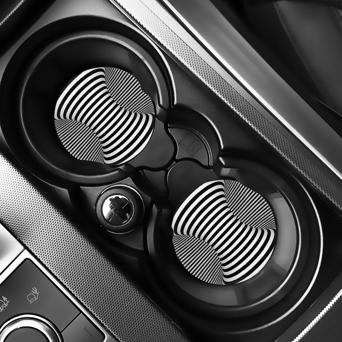 Black And White Torus Illusion Print Car Coasters